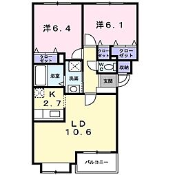 カーサ・ソレアード 2LDKの間取図画像
