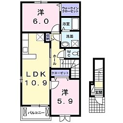 アルカンシエル古里C 2LDKの間取図画像