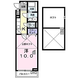 ボヌールアヴニール2 1Kの間取図画像