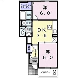 マスカットB 2DKの間取図画像