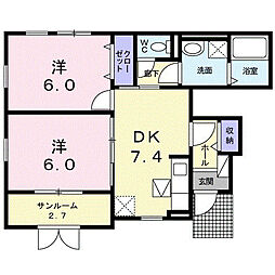 ソレイユ 2DKの間取図画像