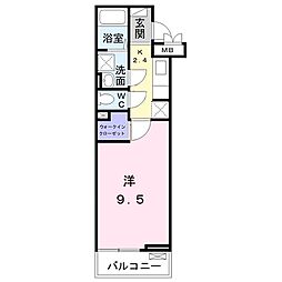 グリーゼア 2階1Kの間取り