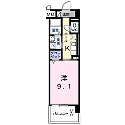 エテルノ泉佐野 1Kの間取図画像