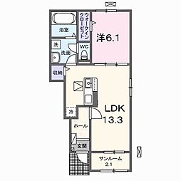 メゾンルミネ洲本1 1LDKの間取図画像