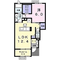 トレフルK 1LDKの間取図画像