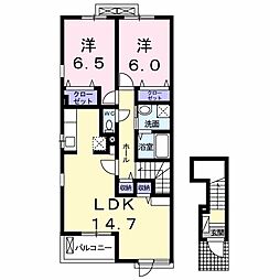 藍らんどこくふC 2LDKの間取図画像