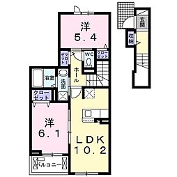 カーサ・エスカリエ 2階2LDKの間取り