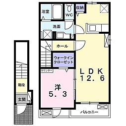 アウラ茂原 梅 1LDKの間取図画像