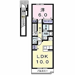 サンセールＫ 2階1LDKの間取り