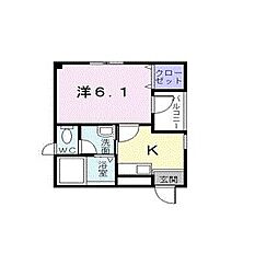 ラフィネ　カヤマ　II 4階1Kの間取り