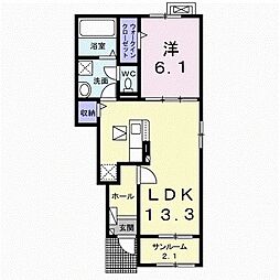 ナカサトA 1LDKの間取図画像