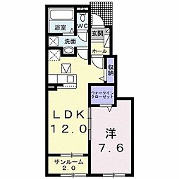 エスポワール築上 1LDKの間取図画像