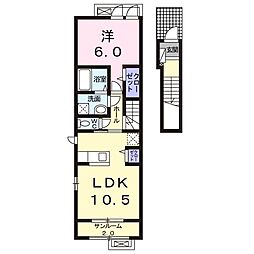 シー　フリーデ 2階1LDKの間取り