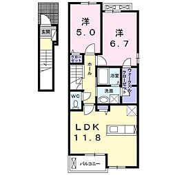 プラスター2 2LDKの間取図画像