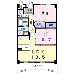 ミラノ 3階2LDKの間取り