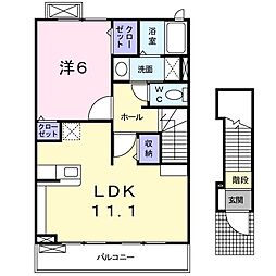 リズ　コリーヌ 2階1LDKの間取り