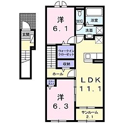 イルクオーレ1 2LDKの間取図画像