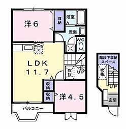 サンパティーク 2LDKの間取図画像