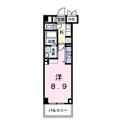 ザベース東姫路 1Kの間取図画像