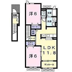 ケイエムスリーパクトB 2LDKの間取図画像
