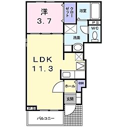 グラン・セリシール2 1LDKの間取図画像