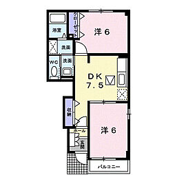 ル・ソレイユ 1階2DKの間取り