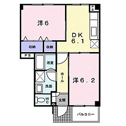 あじさい　I 1階2DKの間取り