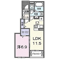 フォレストスクエアD 1LDKの間取図画像