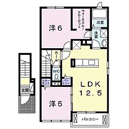 ヒルズコート　Ｂ棟 2階2LDKの間取り