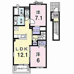 ヴィッケ 2階2LDKの間取り