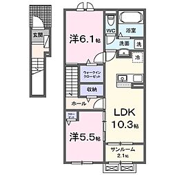 ヒカルサ富山水橋 2LDKの間取図画像