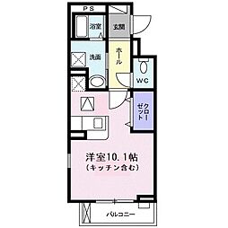 エテルノプレッソ ワンルームの間取図画像