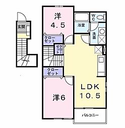 カーサ・プレシードA 2LDKの間取図画像