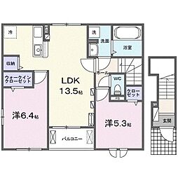 ルミエールII 2LDKの間取図画像
