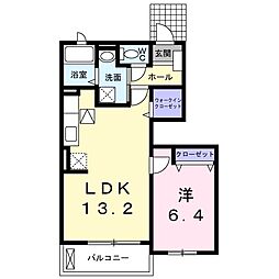 ブライト　スクエアＡ 1階1LDKの間取り