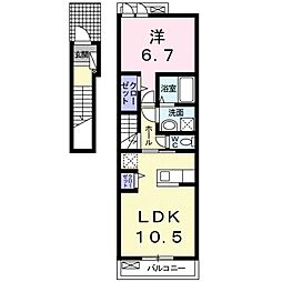 ミルト膳所C 1LDKの間取図画像