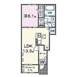 プレッソ冠木I 1LDKの間取図画像