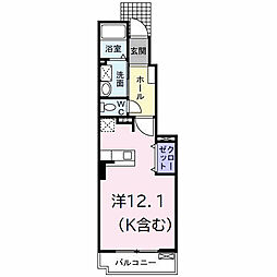 スウィートシーズン 1Kの間取図画像