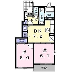 プリムローズ 2DKの間取図画像
