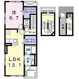グランソレイユ上柴 1LDKの間取図画像