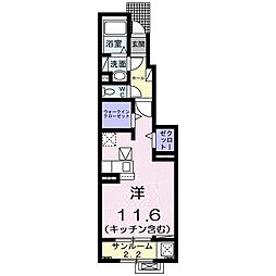 ミラノVI　Ｂ 1階ワンルームの間取り