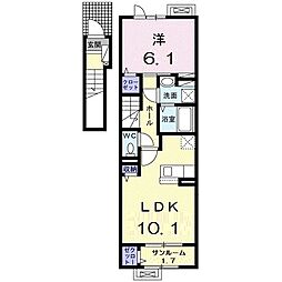 ミラノ6B 1LDKの間取図画像