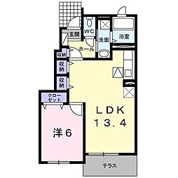 リバージュ横峰A 1LDKの間取図画像