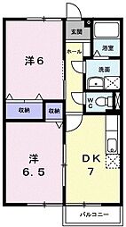 グレイスフルコートＡ 1階2DKの間取り