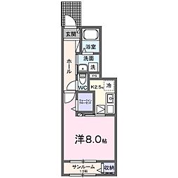 プレフェリート3 1Kの間取図画像