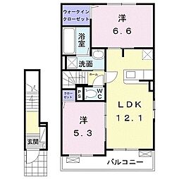 エミネント　黒丸Ａ 2階2LDKの間取り