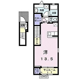 エスポワール2024 ワンルームの間取図画像