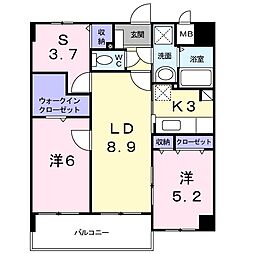 スカイシャトレ柚須 2SLDKの間取図画像