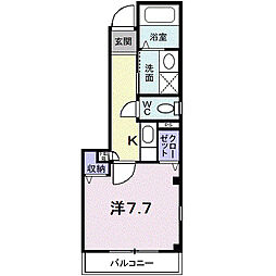 フィオーレ橘 1階1Kの間取り
