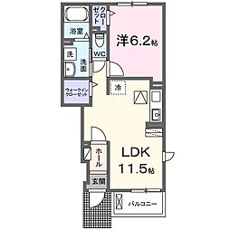 ベルデュール1 1LDKの間取図画像